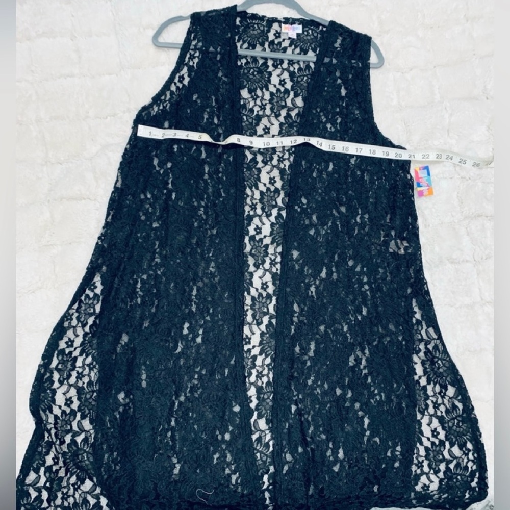 LuLaRoe black lace “Joy” duster vest.  Brand new with tags. “Free People”vibes